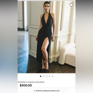 WHBM Halter Draped Matte Jersey dress with slit